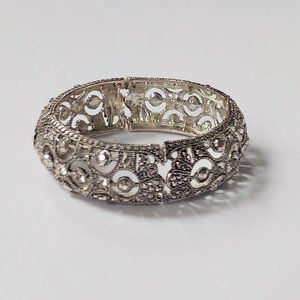 Silver Accent Bracelet Laser Cut Decorative Expandable 3" x  3"